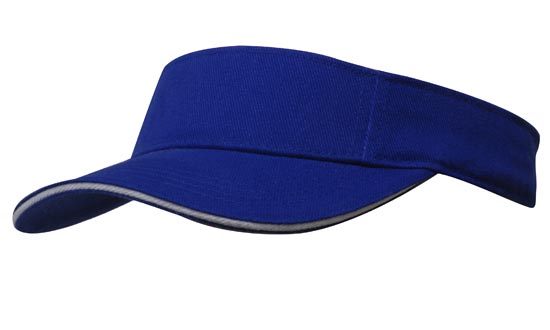 Headwear Visor With Sandwich X12 - 4230 Cap Headwear Professionals Royal/White One Size 
